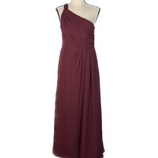 Azazie Burgundy One Shoulder A-Line Bridesmaid Dress Women's Size C