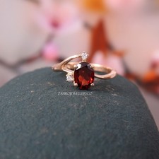 Natural Garnet Ring, 925 Sterling Silver, Engagement Ring, Stackable Ring
