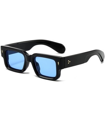 EYLRIM Thick Frame Square Sunglasses for Women Men Medium, 03 Black/Blue