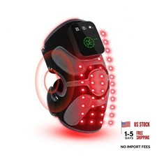 Red Light Therapy Knee Massager 660nm 850nm, Heated Vibration Knee Brace Grey