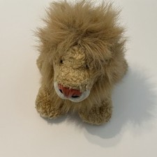 Vintage Gund Plush Lion 11  Pink Nose Beige Brown Tan Stuffed Animal