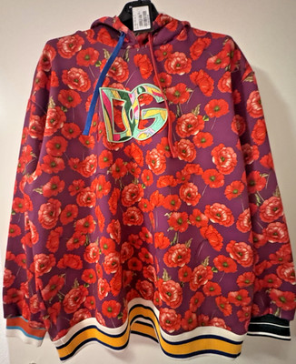 Dolce & Gabbana Hoodie / Sweatshirt mit Mohnblumen   Größe XL   Neu mit Etikett