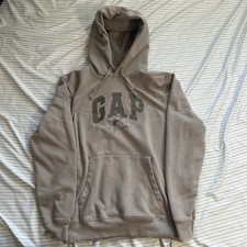 Gap x Disney Hoodie Mens S Mocha Sweatshirt Mickey Mouse Spellout Logo Sweater