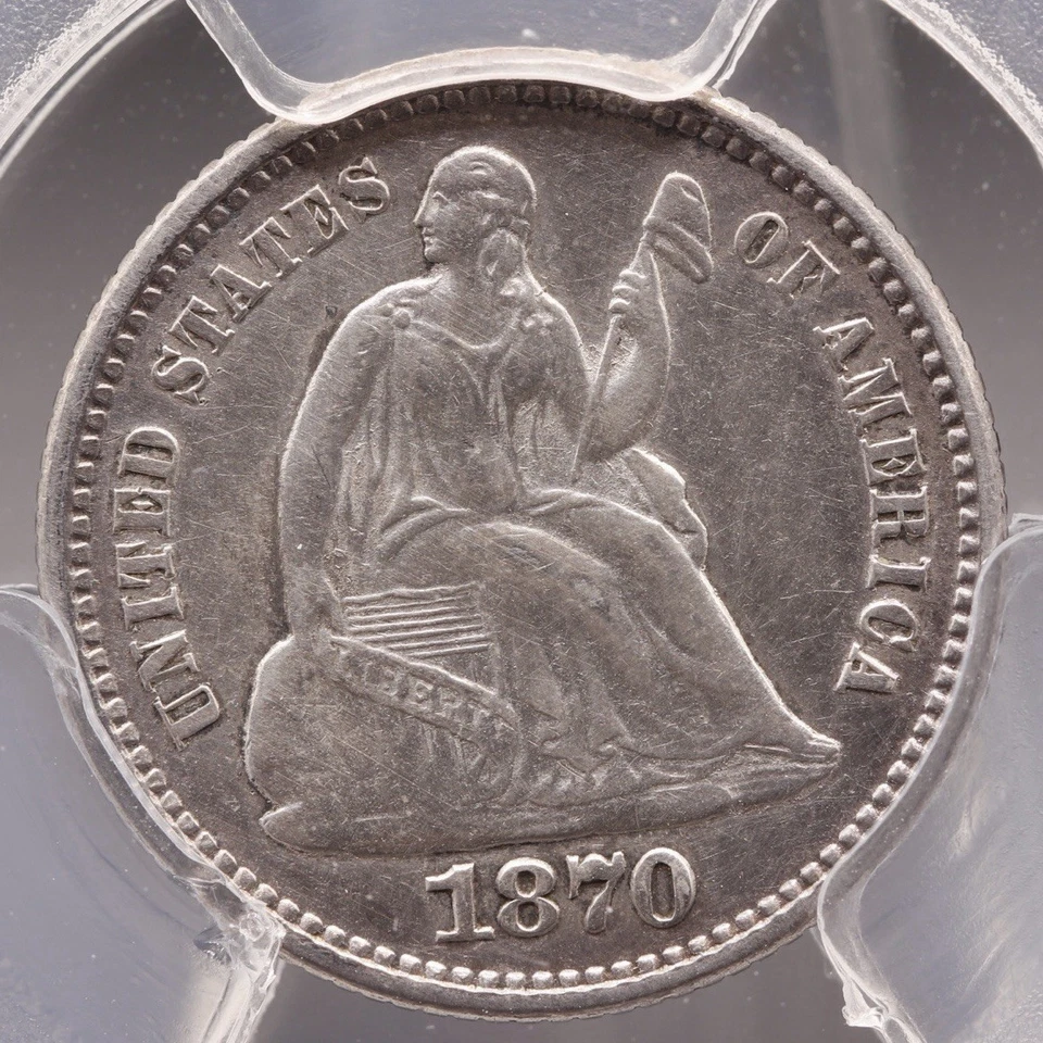1870 Seated Liberty Half Dime • PCGS XF Detail • Harshly Cleaned - Image 2 of 4