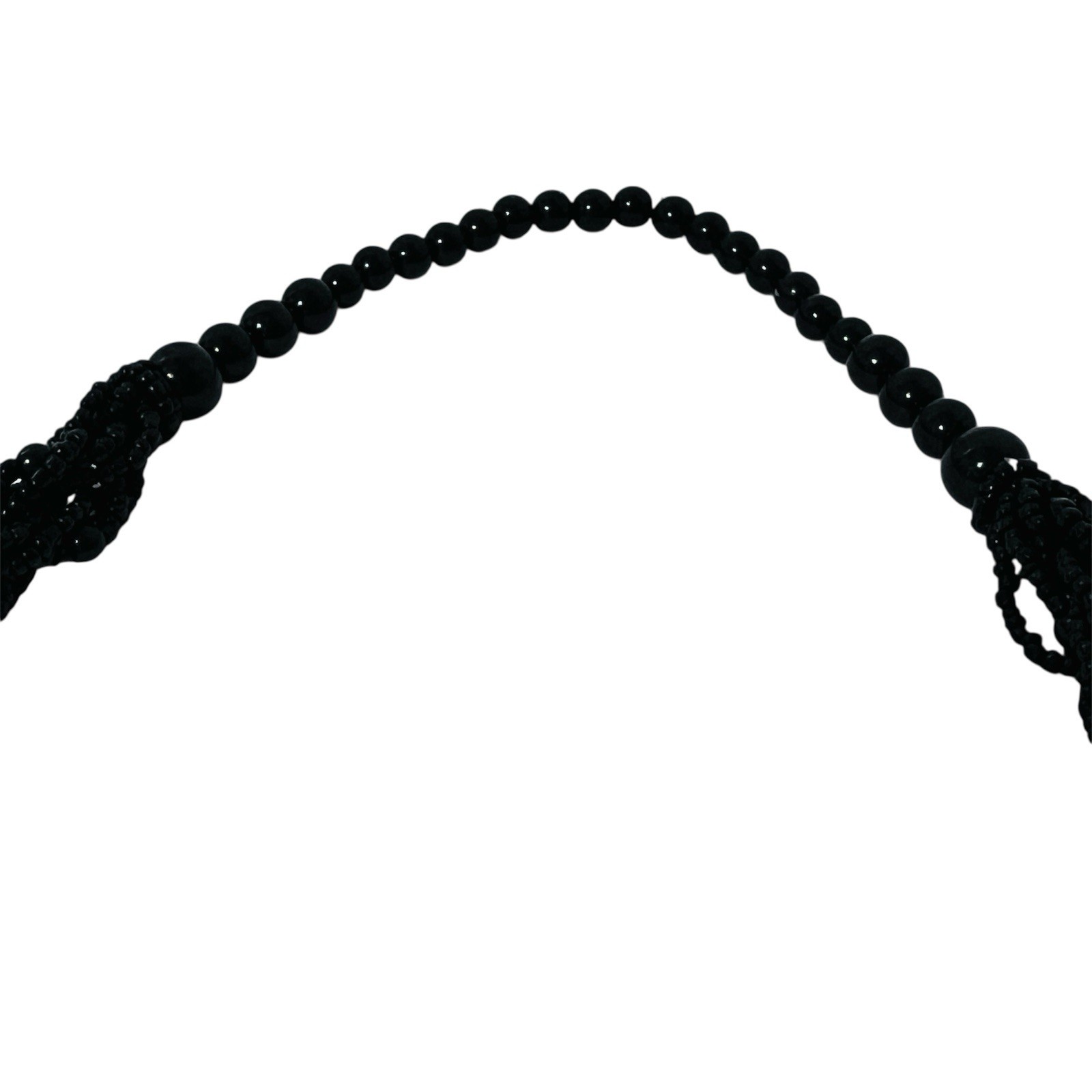 Braided Bead Necklace Multiple Layers Twisted Bla… - image 2