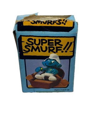 1981 Schleich Super Smurfs Figure 2x Rowboat Smurf Complete W/ Box