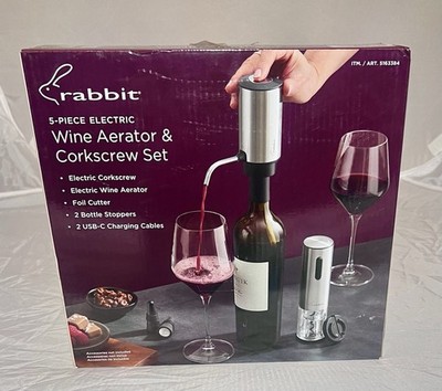 Rabbit 5 Piece Electric Wine Aerator & Corkscrew Set