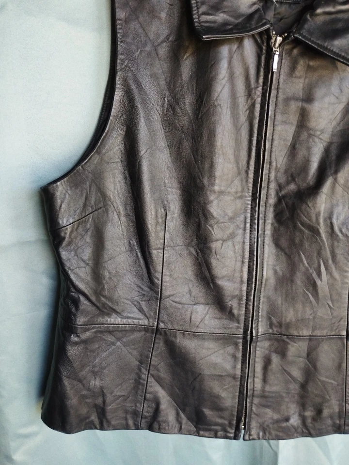 Chaleco de piel de cordero Apt 9 cuero suave negro para mujer talla XL Foto 2 de 4