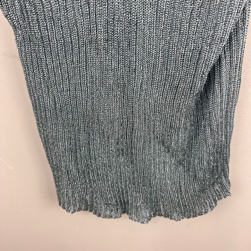 Canotta GANNI lurex a costine smerlata blu donna taglia small - Foto 4 di 8