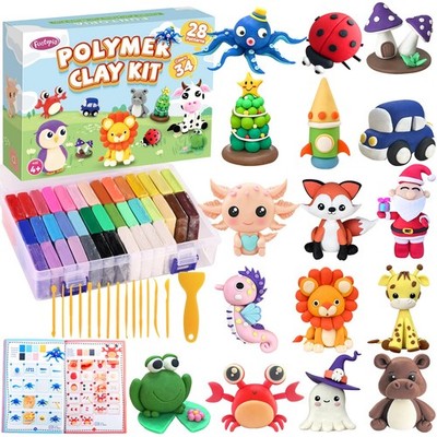 Polymer Clay Kit, 34 Colors Modeling Clay for Adults, Oven Bake Clay with Tut...
