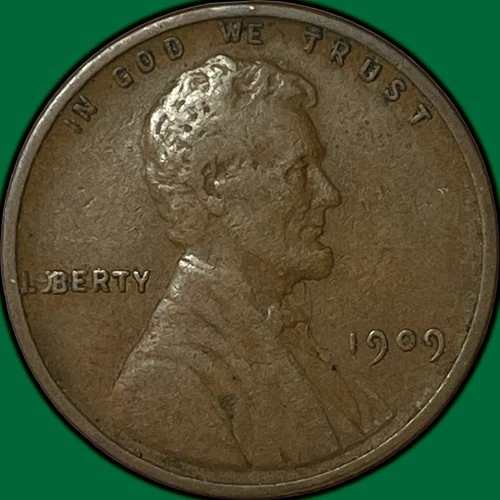 1909-VDB Lincoln Wheat Cent Very Fine VF Coin #34555