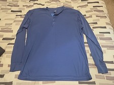 Mens Vintage Patagonia Capilene Blue Snap Long Sleeve Sz XL Made In USA