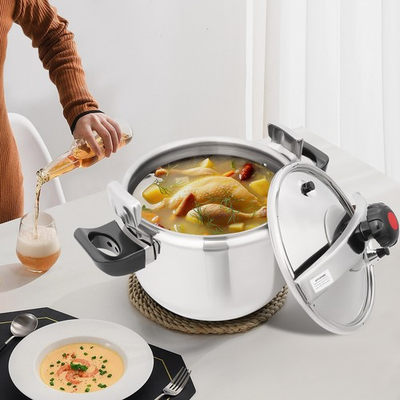 #ad 22L Stainless Steel Pressure Cooker Round Pressure Stewing Pot For Family Hotel $167.45