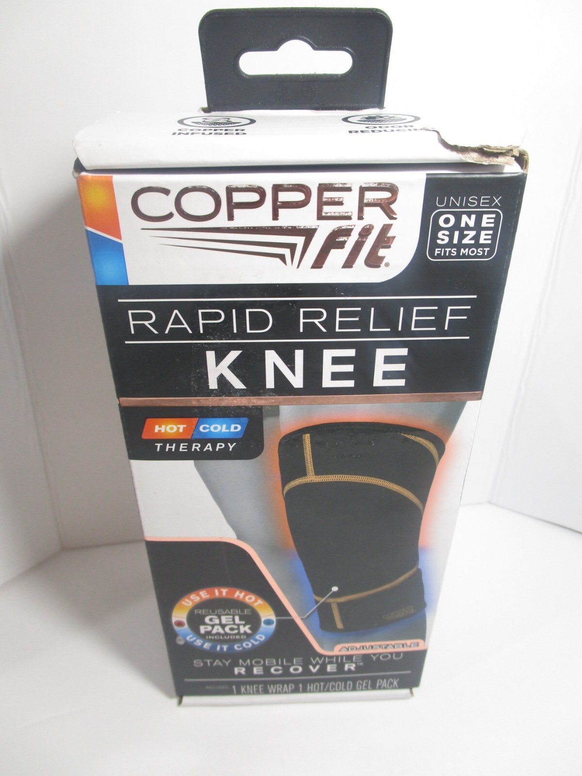 Copper Fit Rapid Relief Knee Adjustable Wrap with Hot/Cold Gel Pack