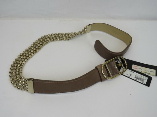 NWT VERSACE DCDB771-DNMT BEIGE LEATHER GOLD TONE CHAIN BUCKLE BELT 95 38 $1050 - Picture 2 of 12