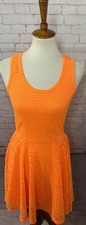 Express Women's Neon Orange Summer Dress Crochet Design Bright Size Small