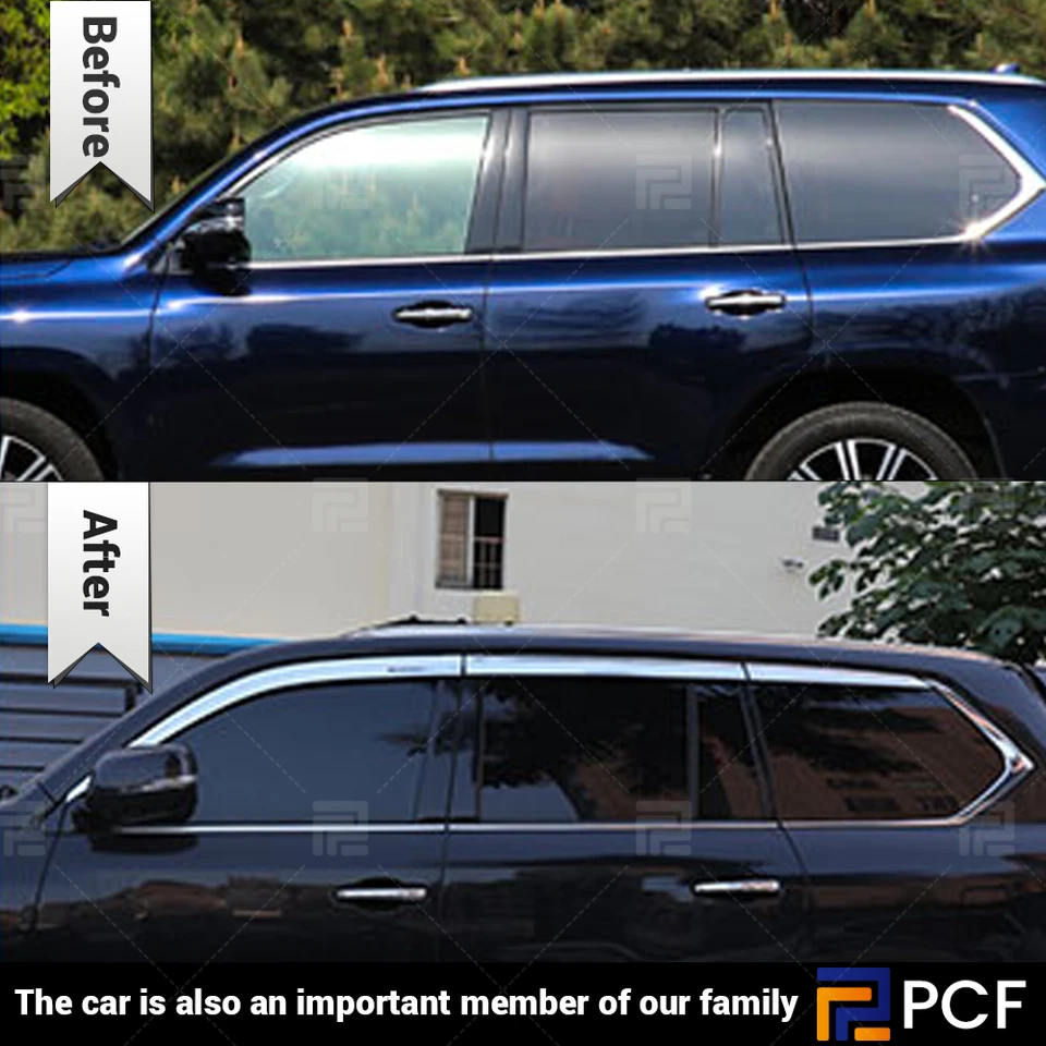 Para LEXUS LX570 2016-2021 Viseras de ventana Parasol Protector de lluvia Cromo Foto 3 de 4