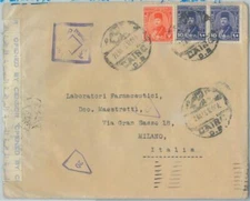 77659 - EGYPT - POSTAL HISTORY -  COVER to ITALY 1948 with CENSOR TAPE 1945