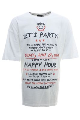 Kitaro T Shirt Shirt Herren Kurzarm Rundhals Baumwolle Weiß Plusgröße Übergröße