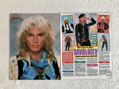 DAVID LEE ROTH 1987 Van Halen Clipping Poster Swedish Music