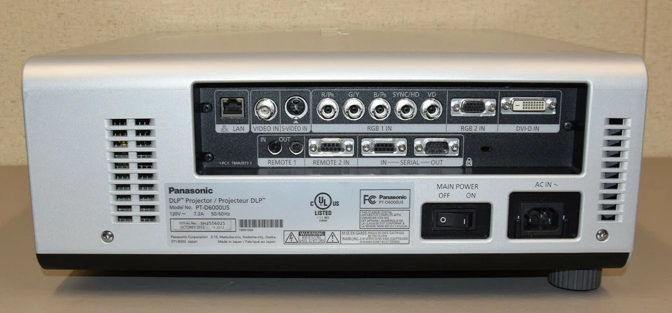 Panasonic PT-D6000 PT-D6000US 6500 Lumen Projector Standard Lens 4959 Hours Used - Image 4 of 4