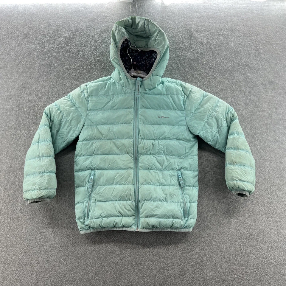 Eddie Bauer Niña Niños Talla S (7/8) Capucha Relleno Reversible Puffer Chaqueta Foto 2 de 4