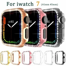 Bling Diamond Protective Cover Hard Case Bumper For Apple Watch 9 8 7 41MM 45MM