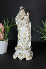Antique French vieux paris porcelain madonna figurine statue religious 