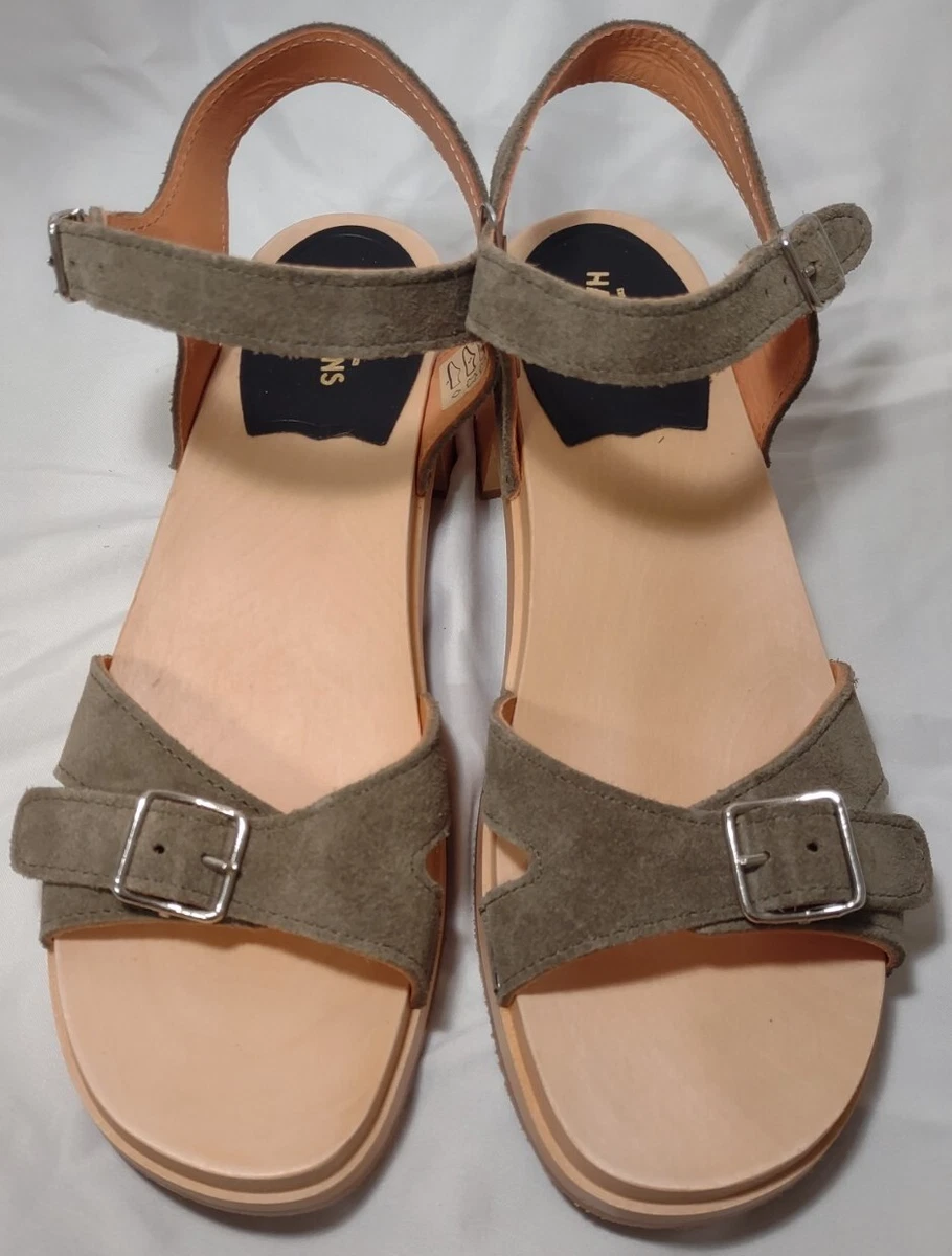 NWOB Swedish Hasbeens Sz 8 38 Sandals Olive color eBay