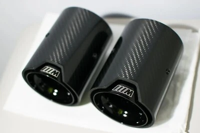 2x Carbon Fibre Exhaust Tips Gloss Black For BMW M135i M140i 235i 240i 340i 440i - Image 1 of 4