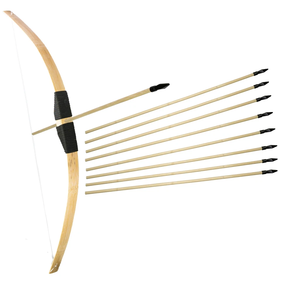 ORAMICS Bambus Bogenschießen Set Bambusbogen 13x Gummispitzpfeile Holzbogen Pfeil Bogen