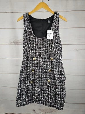 FOREVER 21 Tissé Robe Noir Mignon Robe Courte (Taille M) Neuf #B72 - Photo 1/4