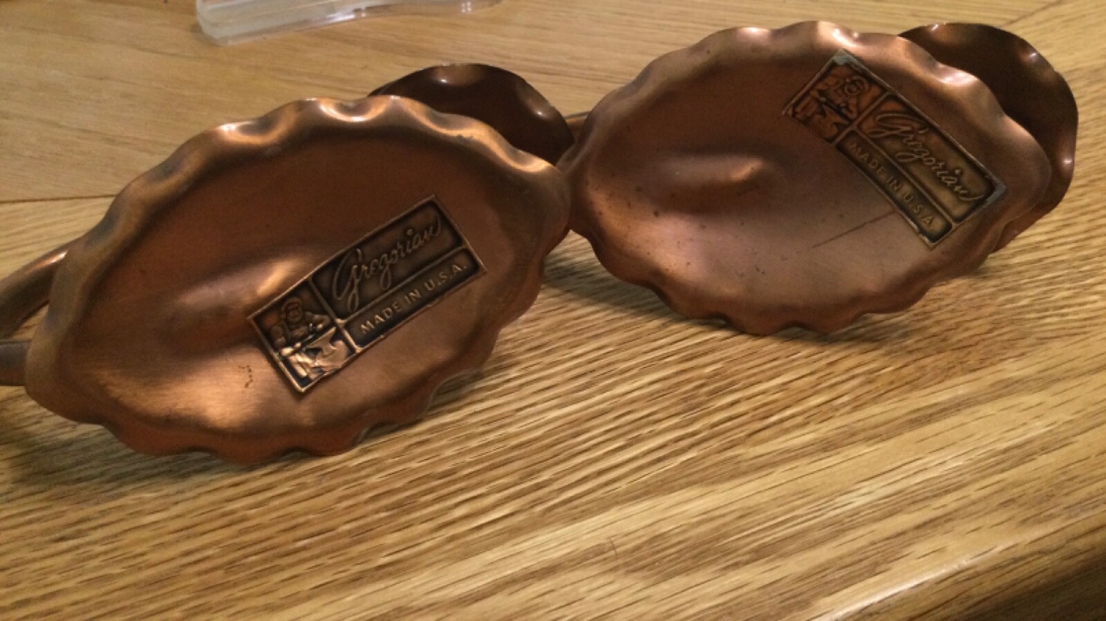 VTG PAIR GREGORIAN HAND HAMMERED COPPER CANDLE HOLDERS