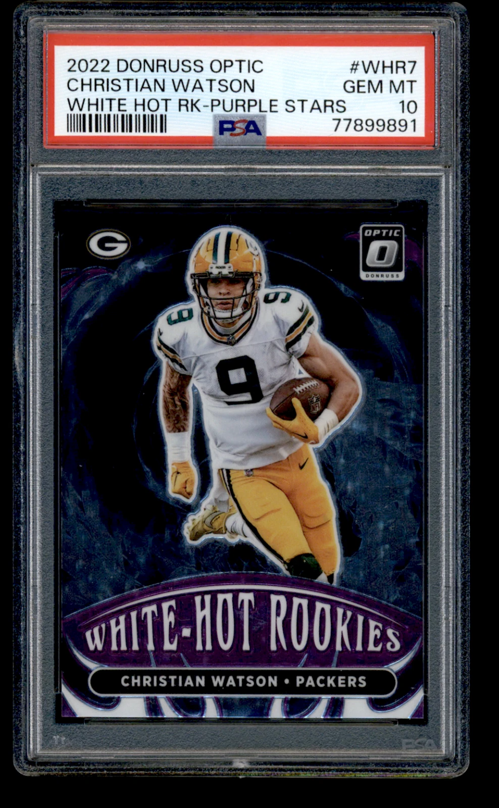 Christian Watson Panini Donruss Optic White Hot Rookies #WHR7 Purple Stars