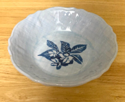 1 Soup Cereal Bowl Tommy Bahama White Plastic Melamine Blue Palm Tree Leaf Hut