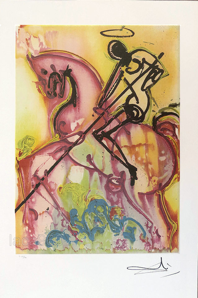 Salvador DALI St George & The Dragon P/Signed Lithograph 22 x 14-1