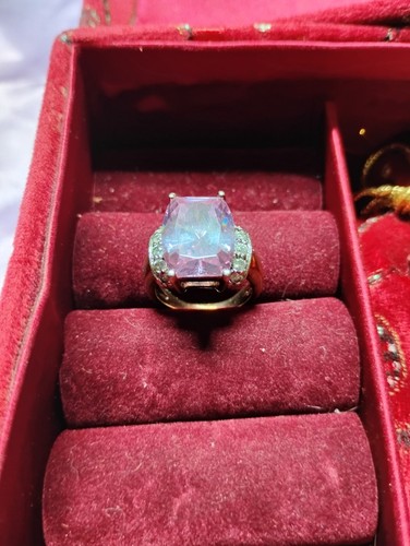 Sterling Silver Rose Gold Vermeil Purple Amethyst Color Stone Ring Sz 7.5 Marked - Picture 13 of 24