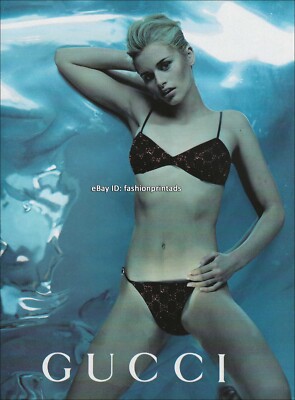 vintage GUCCI 3-Page PRINT AD Spring 1998 EHRINN CUMMINGS risque sexy RYAN LOCKE