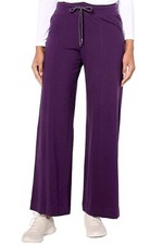 Denim  Co. Active French Terry Wide Leg Pant Deep Purple