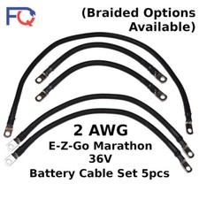 2 AWG Gauge E-Z-Go Marathon 36V 86-94 5 pcs Set Braided Golf Cart Battery Cable