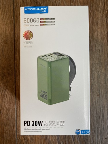 KONFULON 60000mAh High Capacity Power Bank Fast Charging USB C PD 20W 7 Outputs - 第 1/9 張圖片