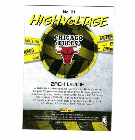 2019-20 Panini NBA Hoops - High Voltage #21 Zach LaVine - Image 2 of 2