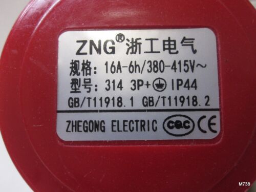 ZNG | Panel Mount 3-Pin Industrial Socket | 16A-6H / 380-415V~ | 314 3P+ IP44 - Picture 2 of 4