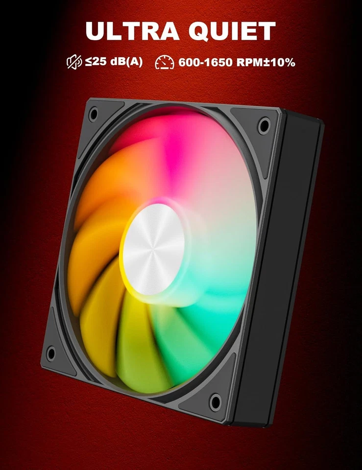 120mm Computer Case Fan ARGB PC Fan with PWM 4-Pin Interface High Performance - Image 3 of 4