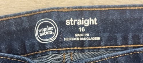Wonder Nation Girls Jeans Size 16 Blue Stretch Straight Leg Adjustable Waist - Picture 4 of 6