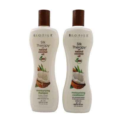 Biosilk Silk Therapy Natural Coconut Oil Moisturizing Shampoo & Conditioner 12oz
