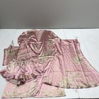 Pink Floral Satin 4 Piece Nightgown Robe Sleep Pajama Set Women's Size Small New