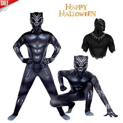 Black Panther Superhero Suit Youth Kid Cosplay Birthday Party Boy Costume Outfit