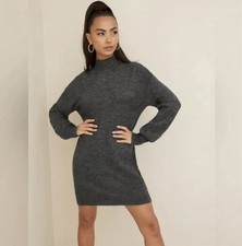 NWT Vero Moda Women’s M Grarcoal Gray Knit High Neck Sweater Dress