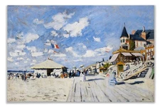 Monet Wall Art Collection Canvas Boardwalk on The Beach at Trouville, 1870 Pr...